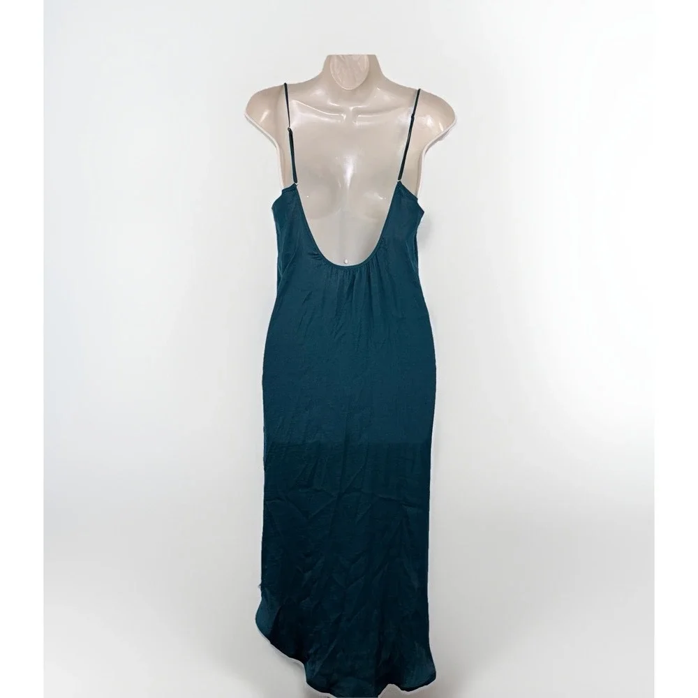 Soma Nightgown Womens‎ S Teal Long Chemise Slip Dress Lingerie Low Back Strappy - Picture 2 of 7